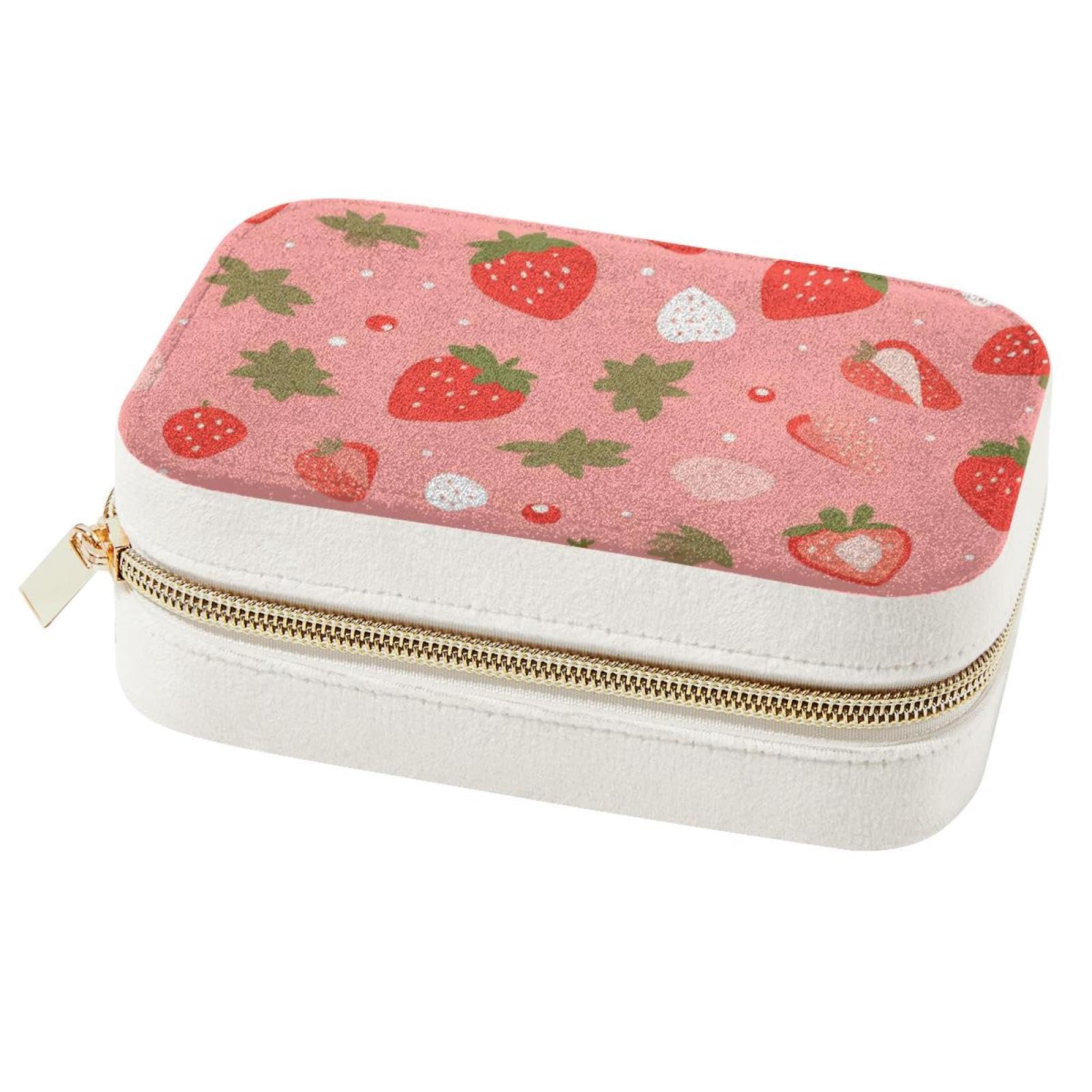Étui de voyage portable pour bijoux motif fruits rouges idéal en déplacement