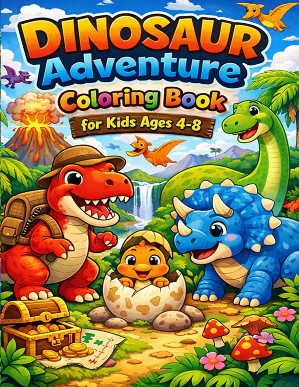 Dinosaur Adventure Coloring Book for Kids Ages 4-8: A Fun Jurassic Coloring Journey for Young Dinosaur Lovers