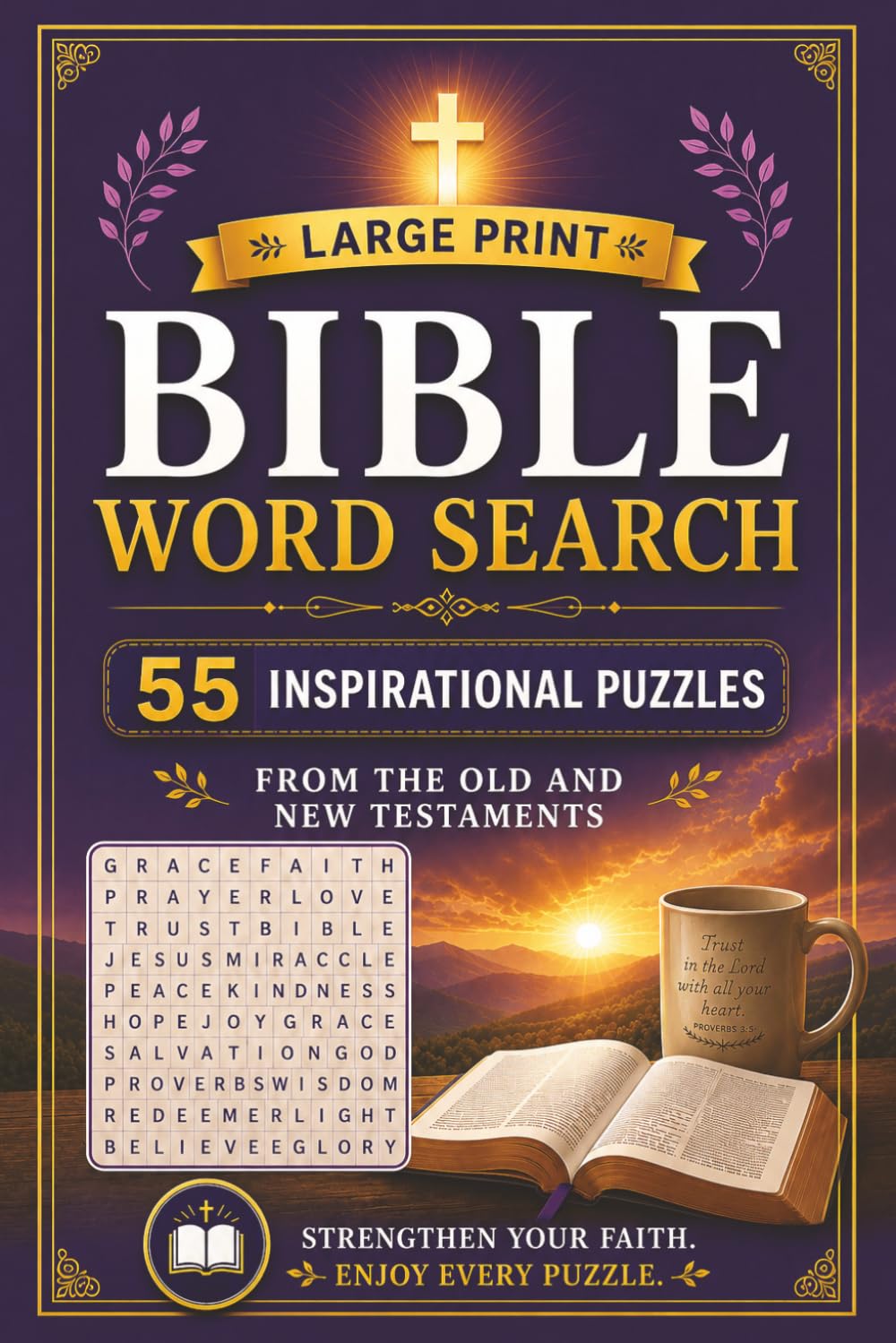 Large Print Bible Word Search: 55 Inspirational Puzzles from the Old and New Testaments | Easy-to-Read Word Searches for Adults and Seniors