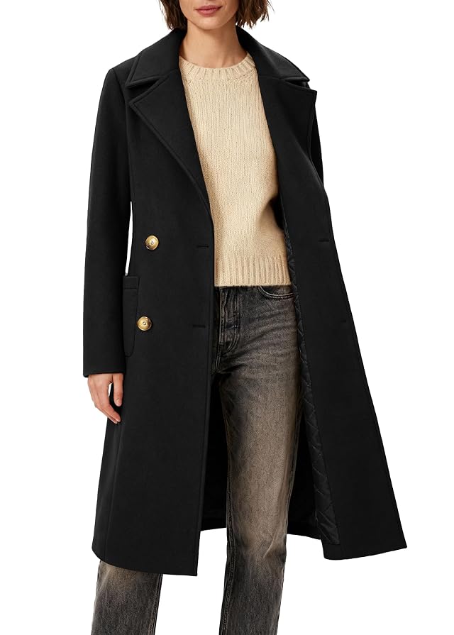 Womens Winter Double-Breasted Long Overcoat Classic Trench Coat Casual Notch Lapel Outwear