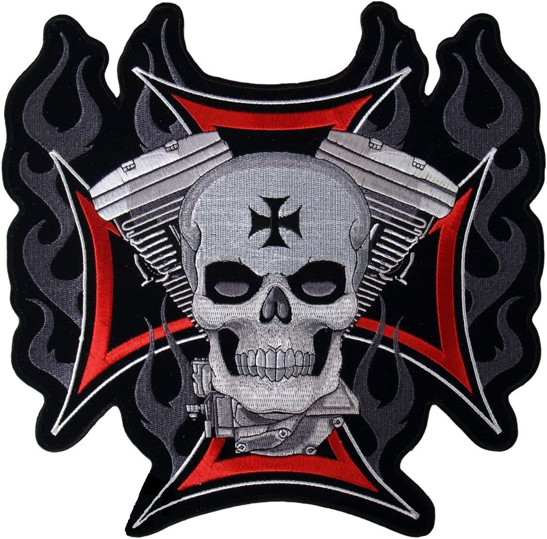Parche de calavera de cruz de Malta para motocicleta, chaleco de motocicleta, parche bordado para chaquetas de motocicleta (calavera Mlta cruz)