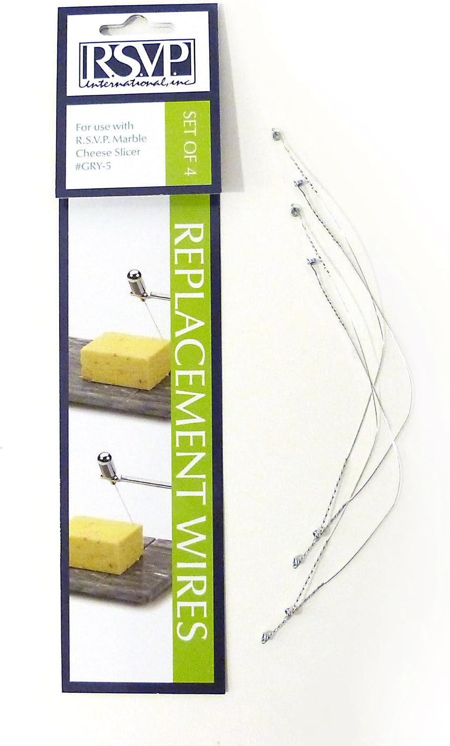 RSVP International Cheese Slicer Cut Cheese, Meats & Other Appetizers, 5.75x0.13", Replacement Wires for Gray Marble
