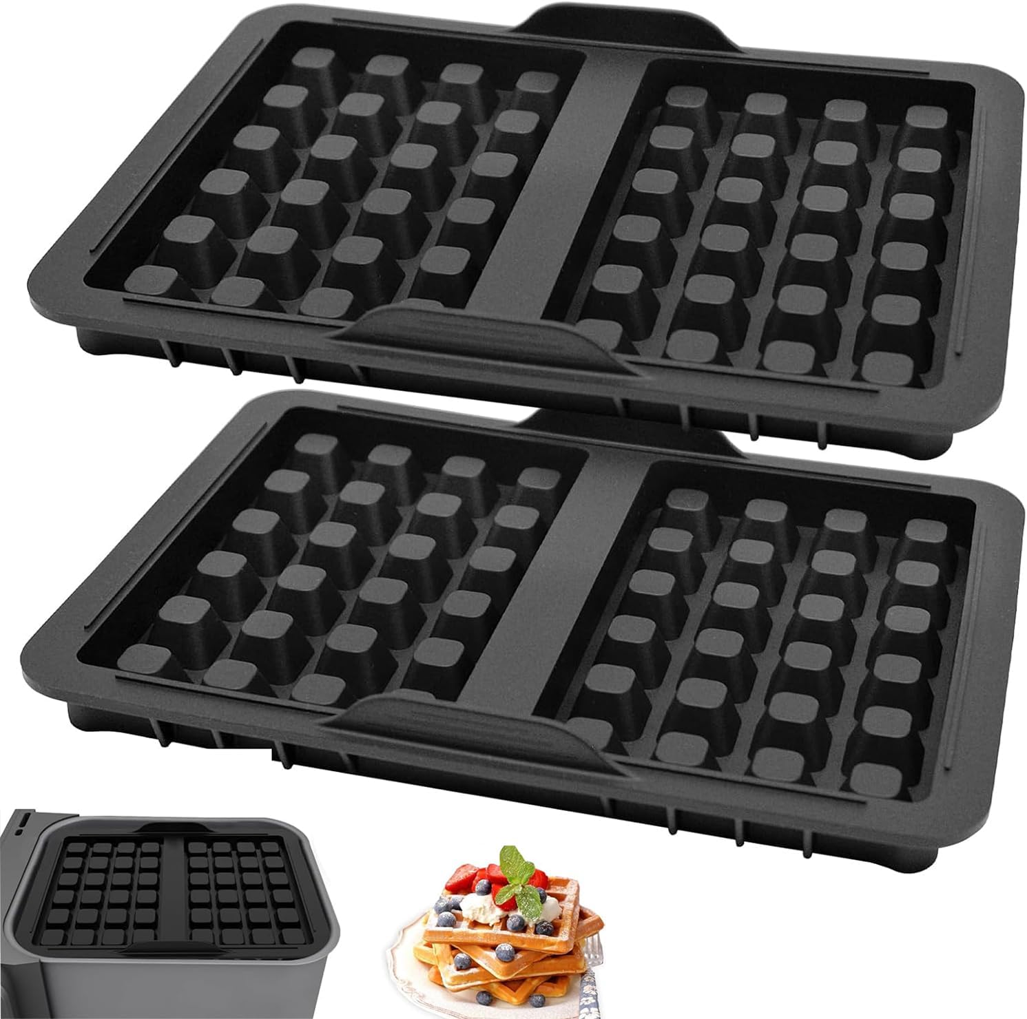 Ninja Hot Air Fryer Accessories, Waffle Insert Ninja Airfryer Accessories with Ninja AF400EU, AF451EU, SL400EU, and AF500DE, Belgian Waffle Iron, Silicone Accessories, Pack of 2
