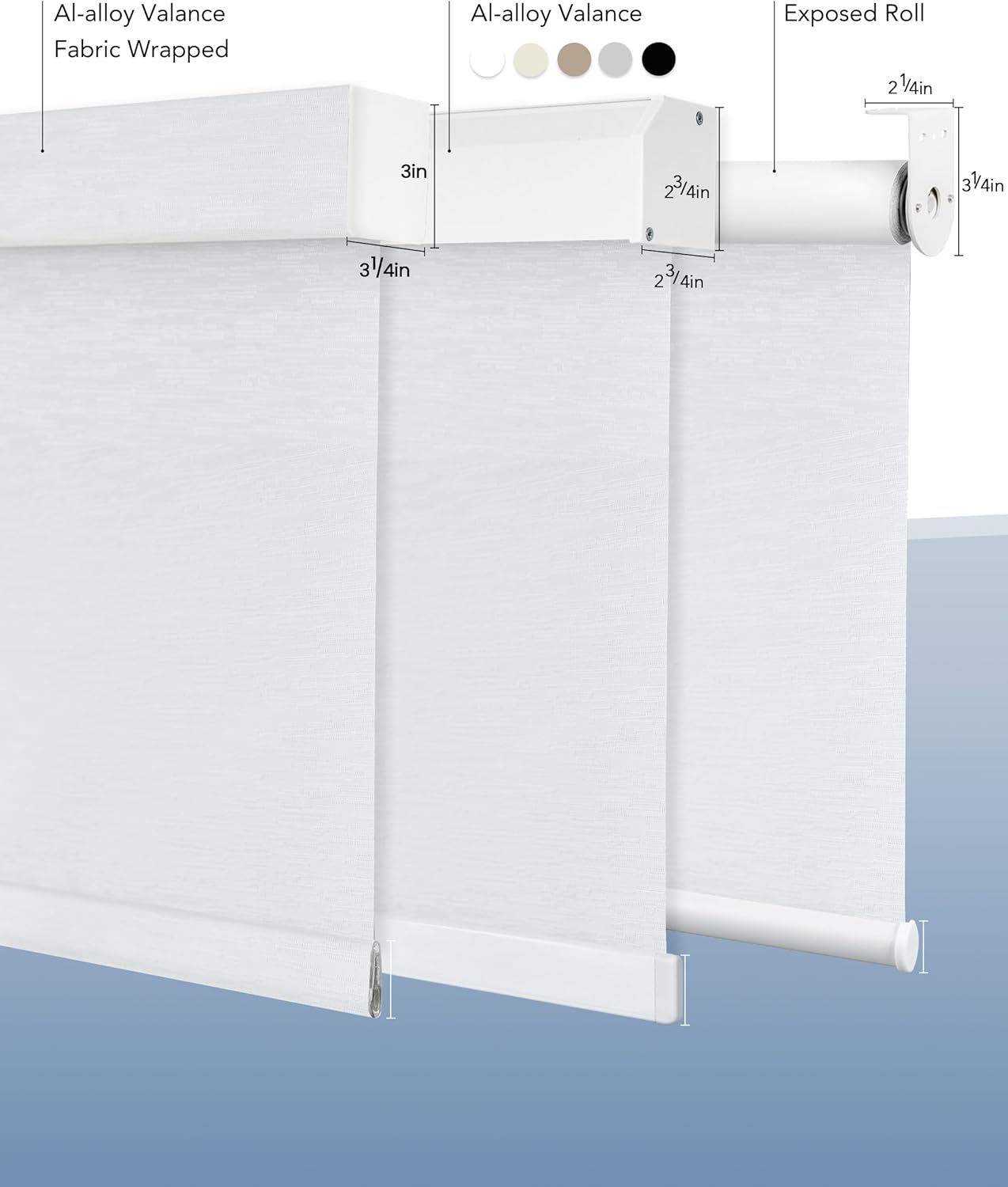 Motorized Blinds Compatible with Alexa Google Custom to 108" Width 100% Blackout Smart Blind Automatic Large Window Roller Shades Remote Control Jacquard White