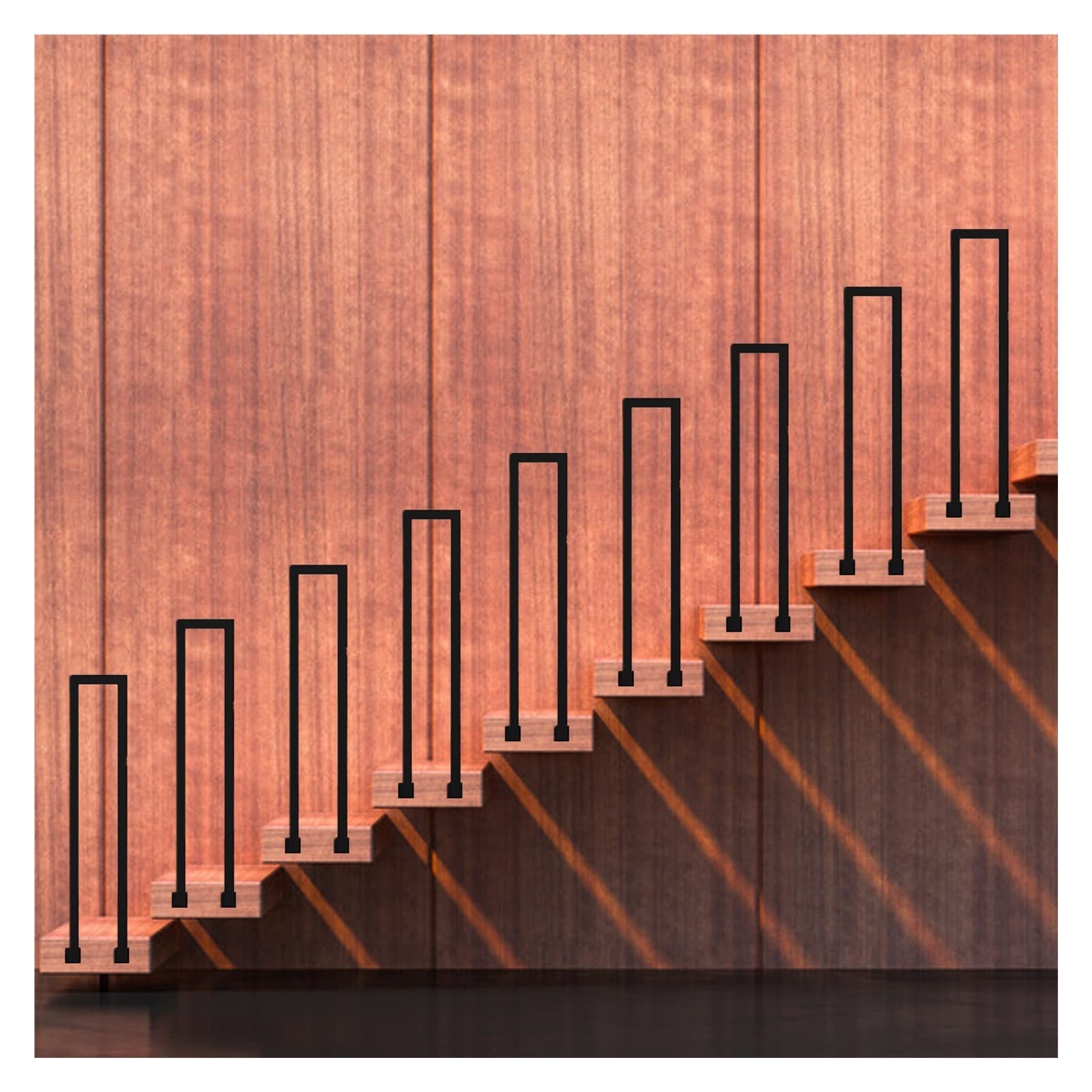 Meiiron A-Type U-Type Staircase Handrails Handrails For Indoor Steps, Outdoor Stair Railing, Black Square Galvanized Pipe Wrought Iron Handrails, Home Decoration 65-100Cm Height ( Color : Size : 65Cm(25.6