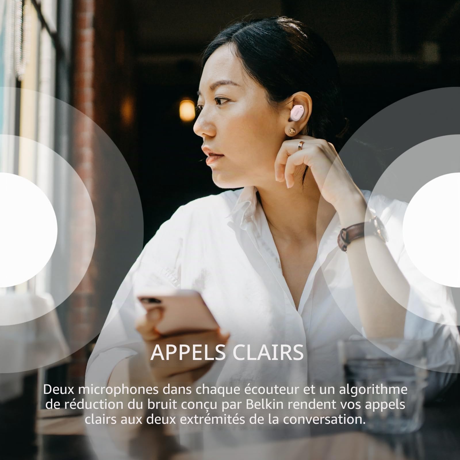 Belkin Écouteurs sans fil SOUNDFORM Play (3 préréglages, certification IPX5 pour la résistance à la sueur et aux éclaboussures, autonomie de 38 heures, pour iPhone, Galaxy, Pixel, etc., rose) AUC005