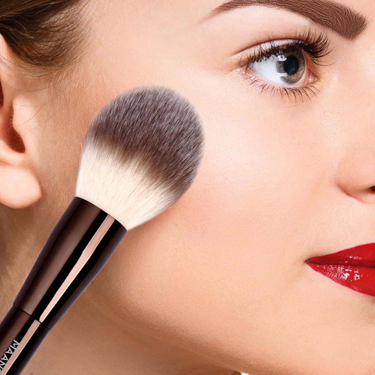 MAANGE Set di 15 pennelli da trucco a doppia estremità, con punta angolata/rotonda, per fondotinta, contouring, sopracciglia, ombretto, correttore (caffè)