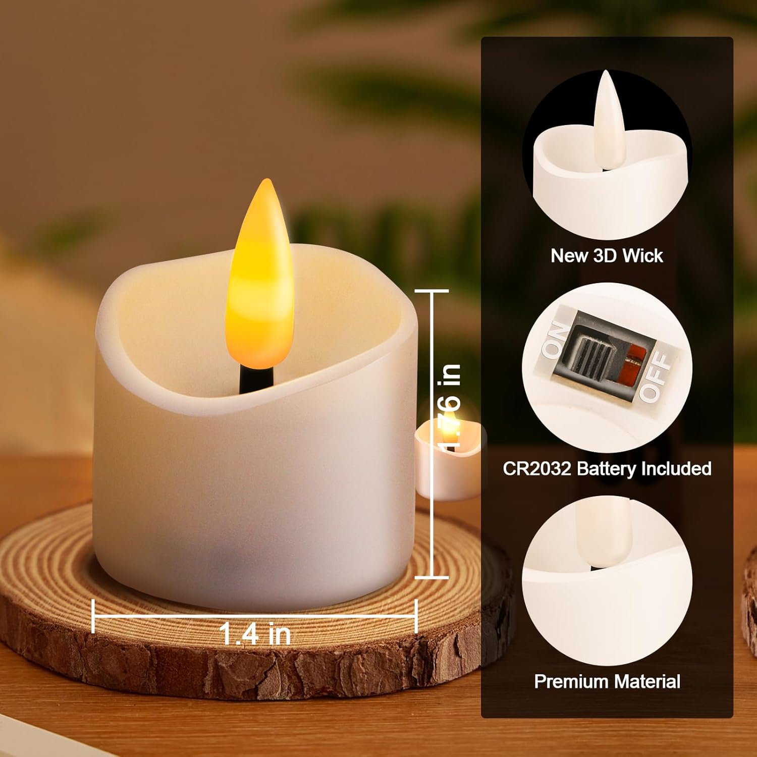 12 Pack Tea Light Candles with Timer Flameless Flicker LED Battery Operated Tealight for Wedding Party Home Christmas Decoration Seasonal & Festival Celebration (Warm White)