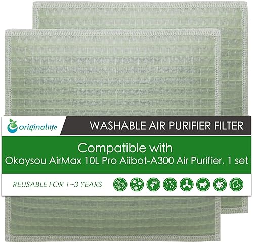 Originallife - Filtro de repuesto para purificador de aire reutilizable lavable para purificador de aire Okaysou AirMax 10L Pro o Aiibot-A300, 1