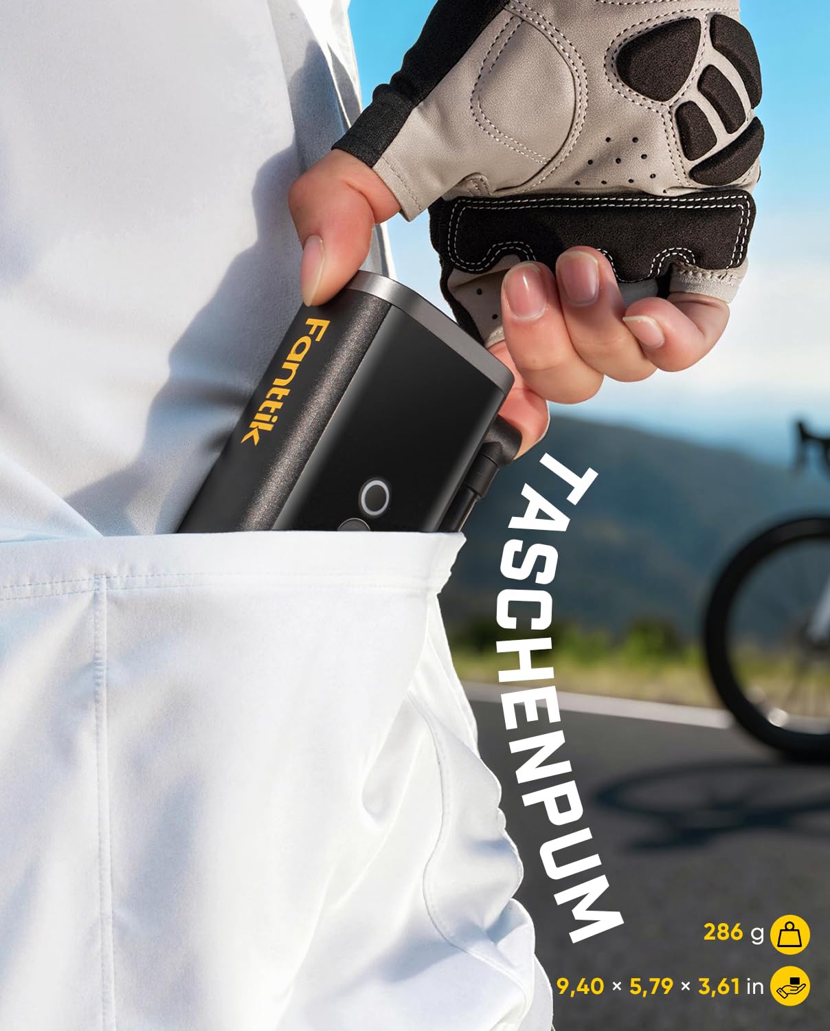 Fanttik X11 Ace Mini Fahrradpumpe, 10,3 Bar Tragbar Akku Fahrradpumpe