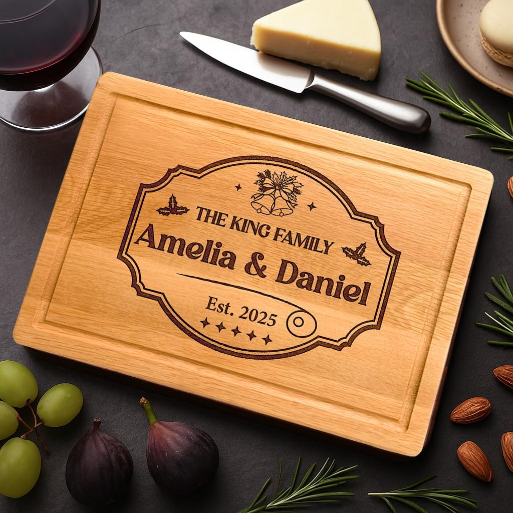 Personalized Wooden Cutting Boards, Couple Gifts for Christmas, Wedding and Engagement, Custom Engraved Anniversary, Housewarming and Holiday Gifts for Couples, Women and Mom, Kitchen Cutting Boards - Image 2