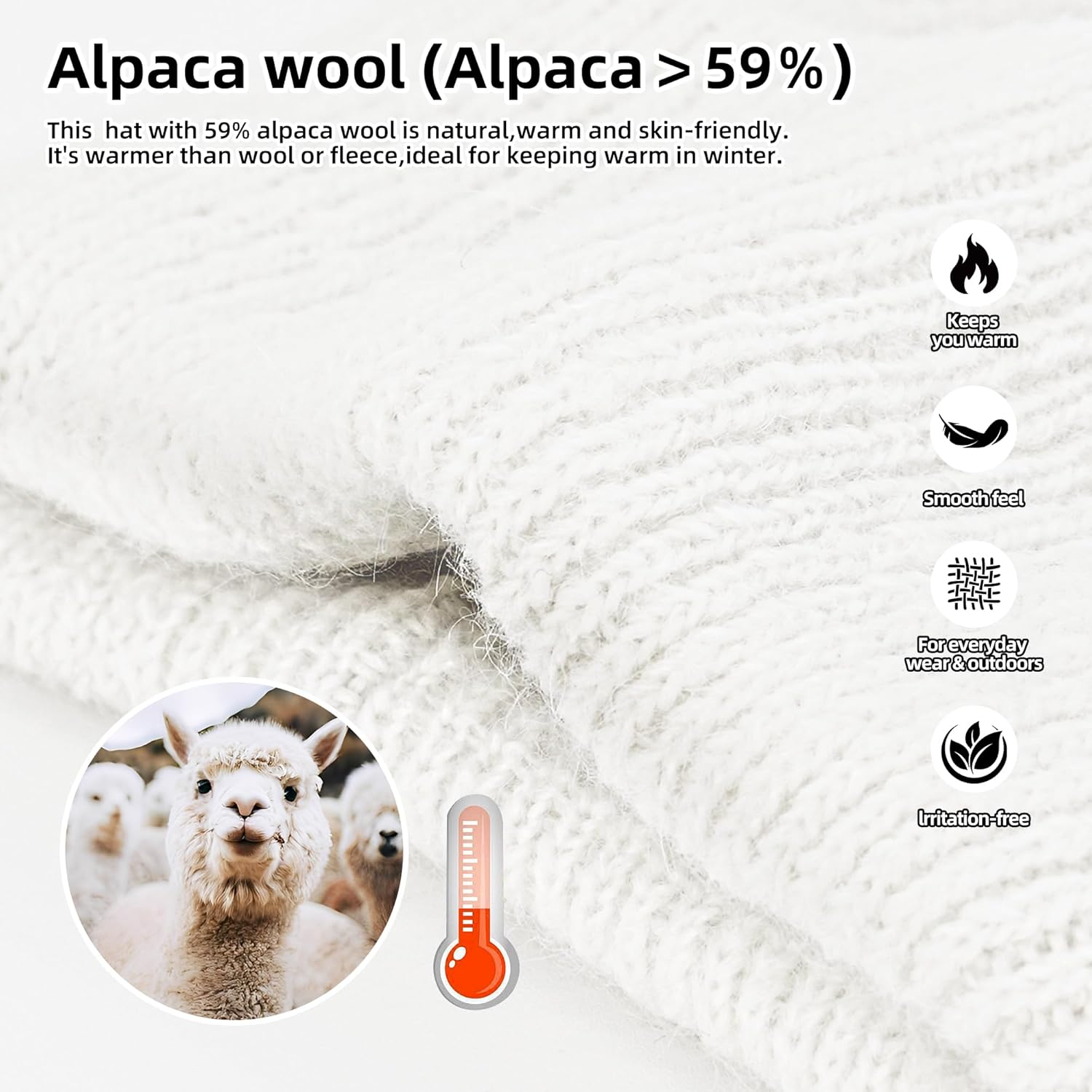 Silk Dream Alpaca Wool Beanie Hats Men Women Winter Hats Warm Beanie Fuzzy Soft Knit Lightweight Gift for Her&Him - Image 2