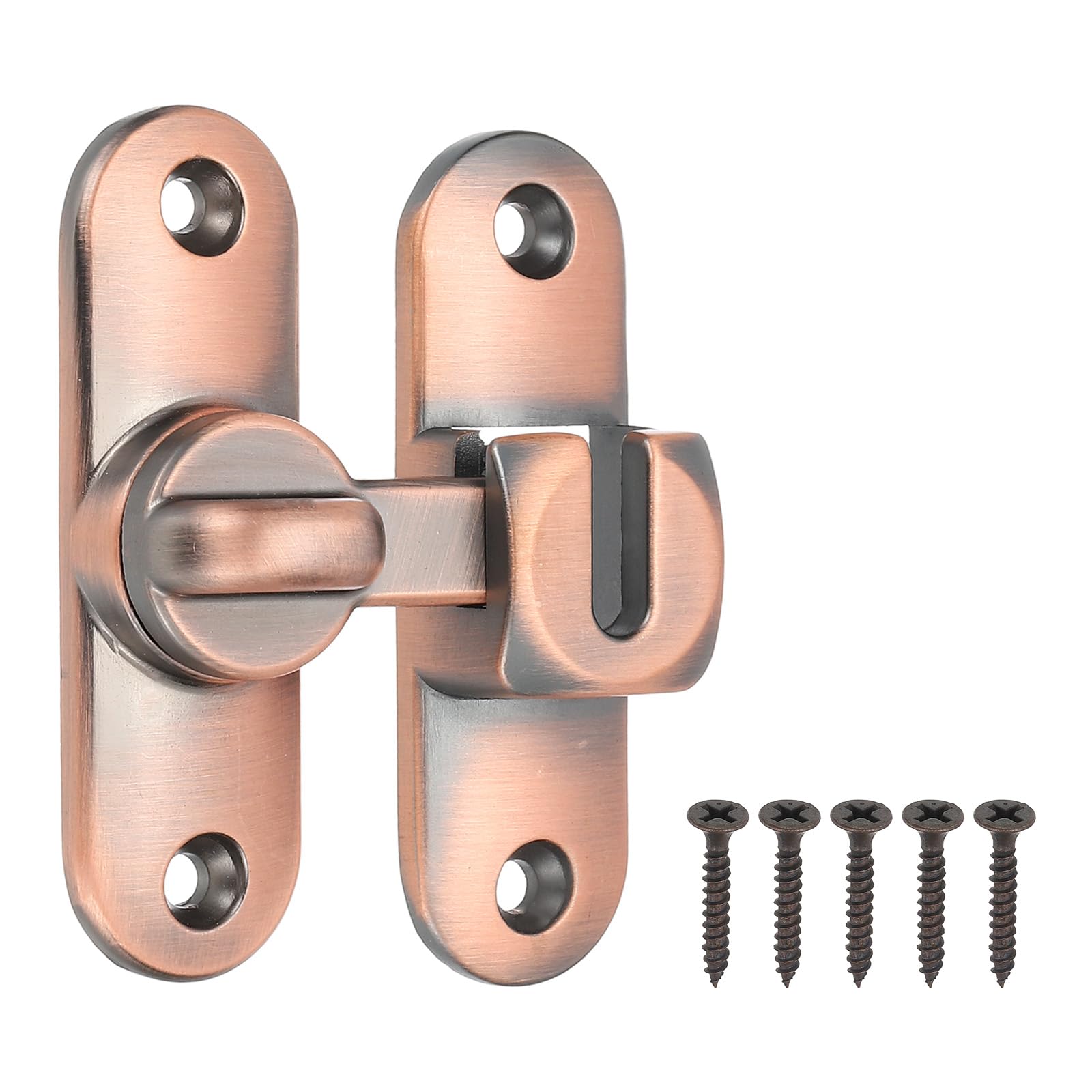 PATIKIL 1 Pack Flip Sliding Door Latch Safety Bar Gate Lock Hardware for Cabinet Bathroom Bedroom Garden Copper Tone