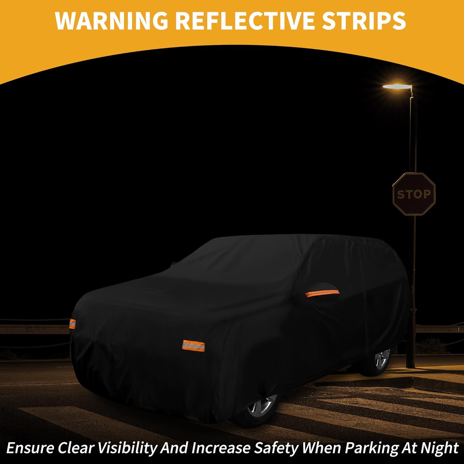 Car Cover Waterproof All Weather Sun Rain Protection Full Exterior Cover for Lincoln Aviator 190T-PU Black with Left Side Zippers