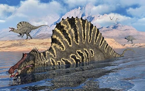 Posterazzi PSTMAS600189P A Spinosaurus Dinosaur Hunting for Food in a Lake - Impresión fotográfica, 11 x 17, multicolor