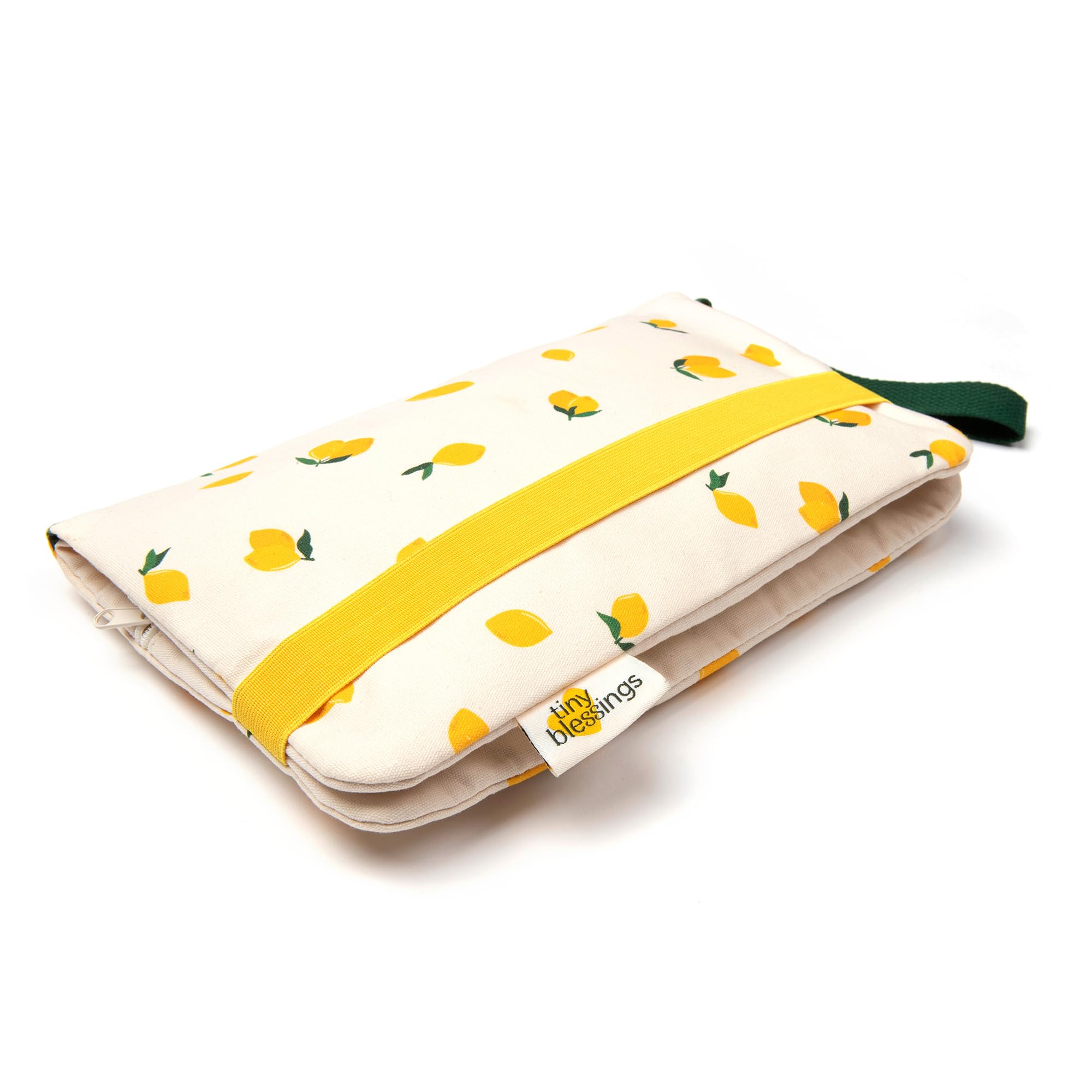 Tiny Blessings Borsa per pannolini – Borsa per pannolini da viaggio, nastro di chiusura extra forte, passante per trasporto/appendere, lavabile e con molto spazio, organizer per bambini, Lemons