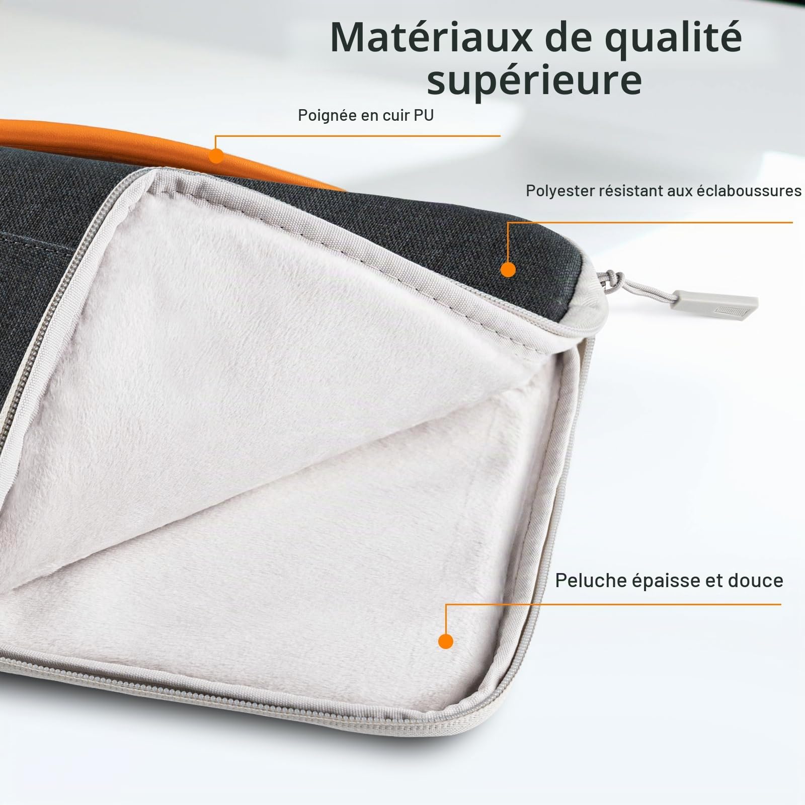 JETech Housse Ordinateur Portable MacBook Neo A18 Pro 13-14 Pouces MacBook Air Pro M1-M5 2020-2026 Étanche Pochette Sacoche Poignée Gris foncé