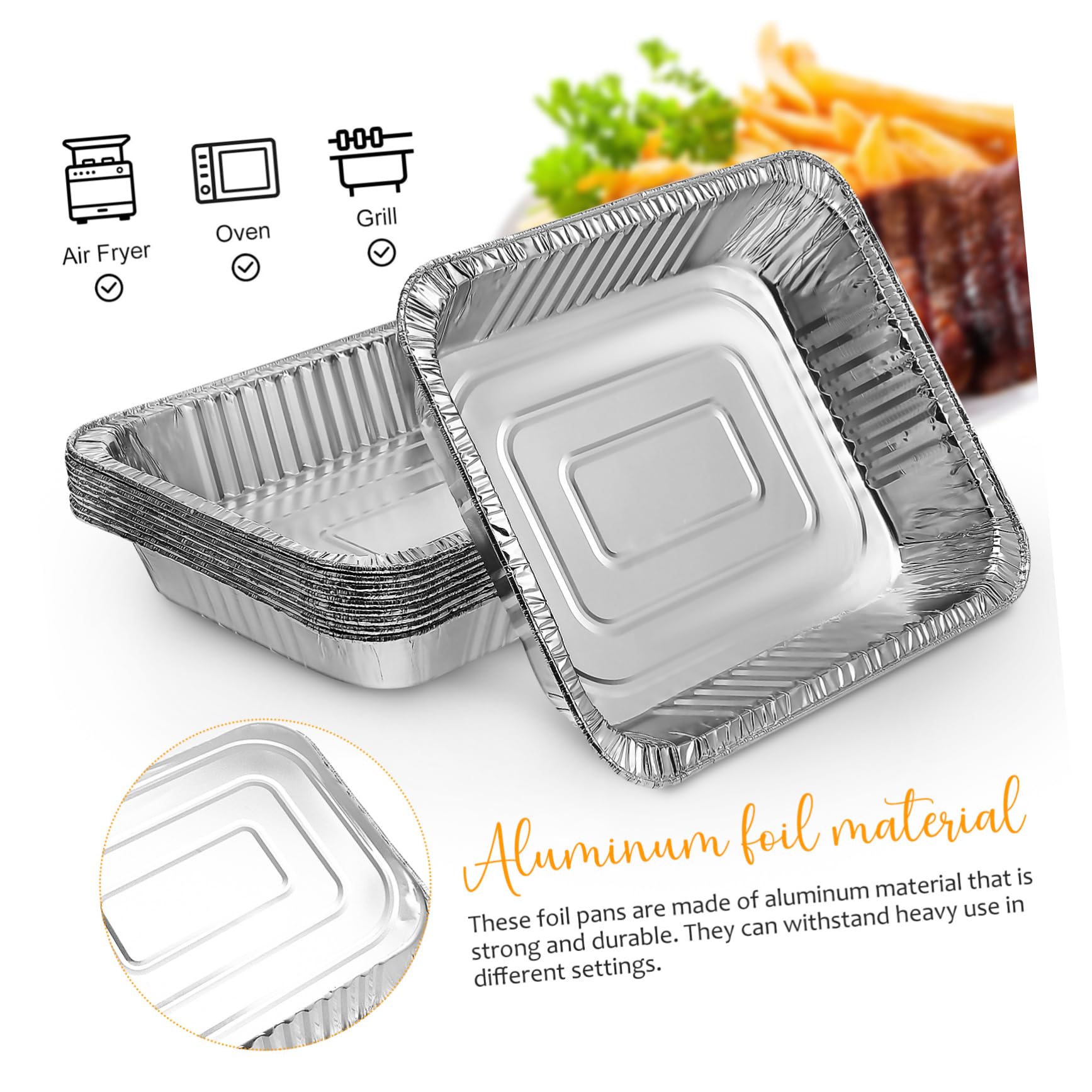 Bandejas Desechables de Aluminio Profundas 10 Unidades para Hornear y Asar Resistente a Altas Temperaturas Uso Doméstico y Catering