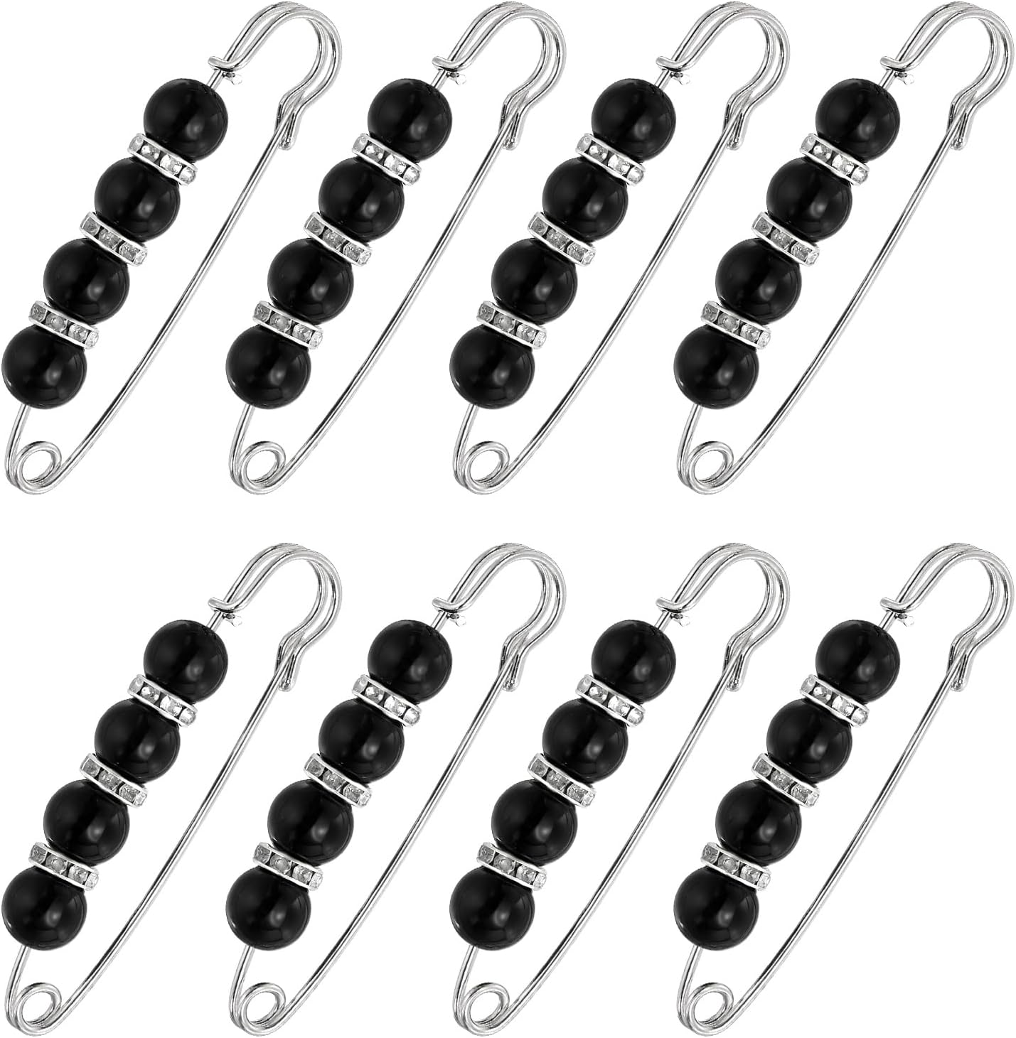 MECCANIXITY Pearl Brooch Pins, Decorative Safety Pin Brooch Fashion Sweater Shawl Crystal Clip for Collar Dress Shirt Clothing Accessories for Women
