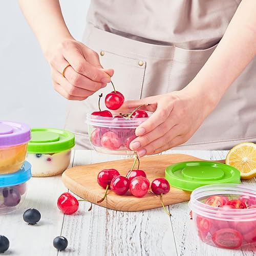 Miniatura 7 de Zezzxu Recipientes pequeños de almacenamiento para congelador de 5 onzas con tapas de rosca, paquete de 12 tarros de plástico reutilizables