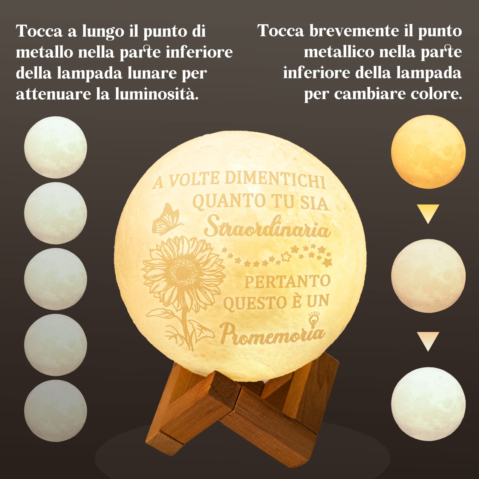 Regalo Donna - Motivazionale Lampada Luna, Lampada da Comodino | Abat Jour da Comodino | Idea Simpatica | Compleanno & Festa | Bambina Donna Uomo Amico Ado | Sorpresa Collega Ufficio