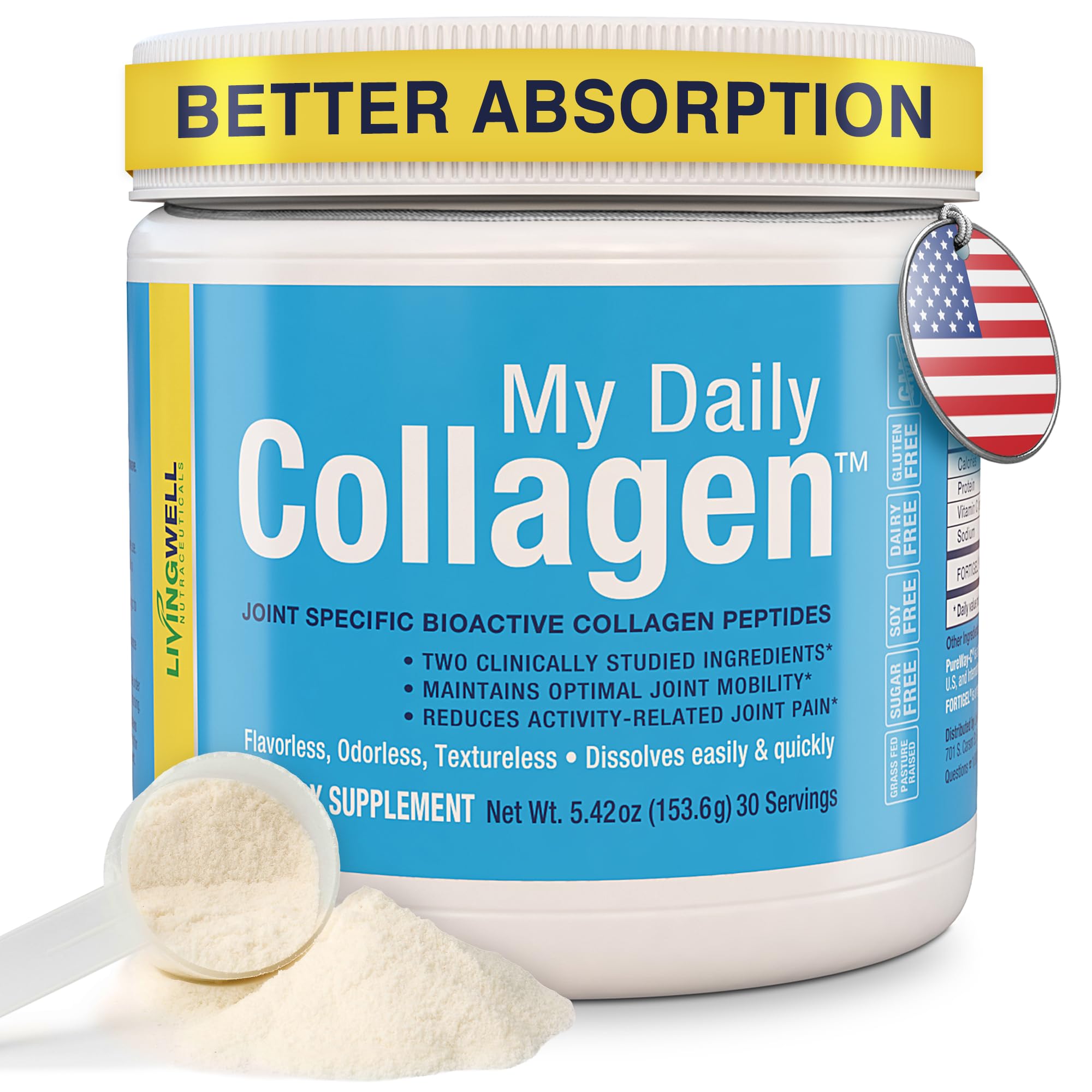 My Daily Collagen - Premium Multi Collagen Peptides Powder with Vitamin C for Joint Support, Cartilage Health, Knotted Shoulders, & Knee Comfort for