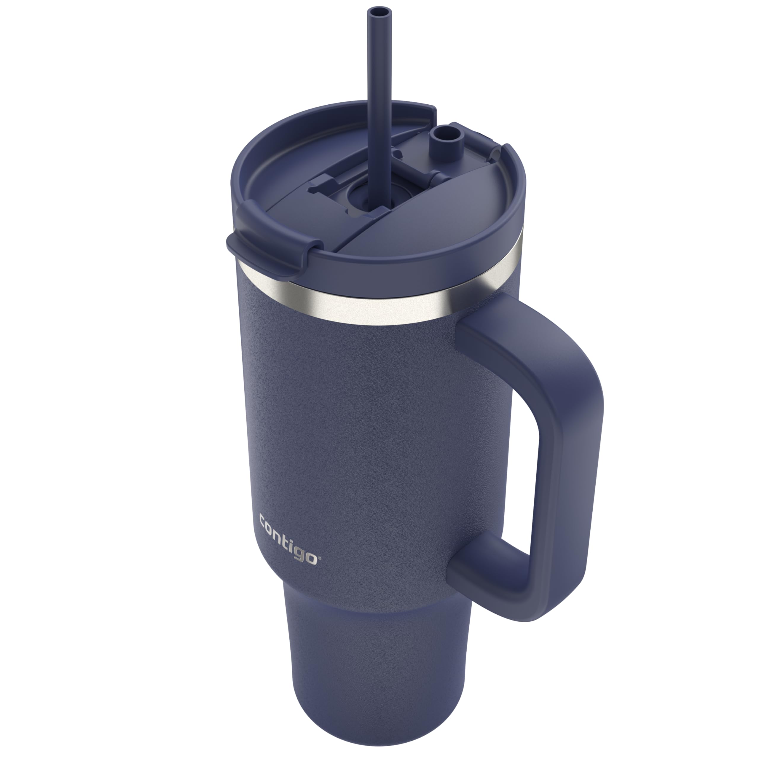 Contigo THERMALOCK Tumbler Trinkhalmbecher 1200 ml mit Gravur Henkel und Strohhalm | Isolierte Thermo-Trinkflasche aus Edelstahl mit Deckel | Kühlt 29 Stunden | BPA-frei (Indigo)