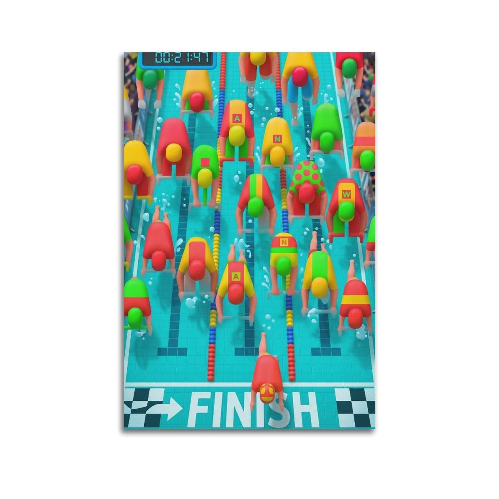 OLYHTR Swimming Race Poster Modern Decorative Canvas Prints - Ideal Wall Art for Family, Man Cave, Game Room, Boys & Girls Bedroom 24x36inch(60x90cm)