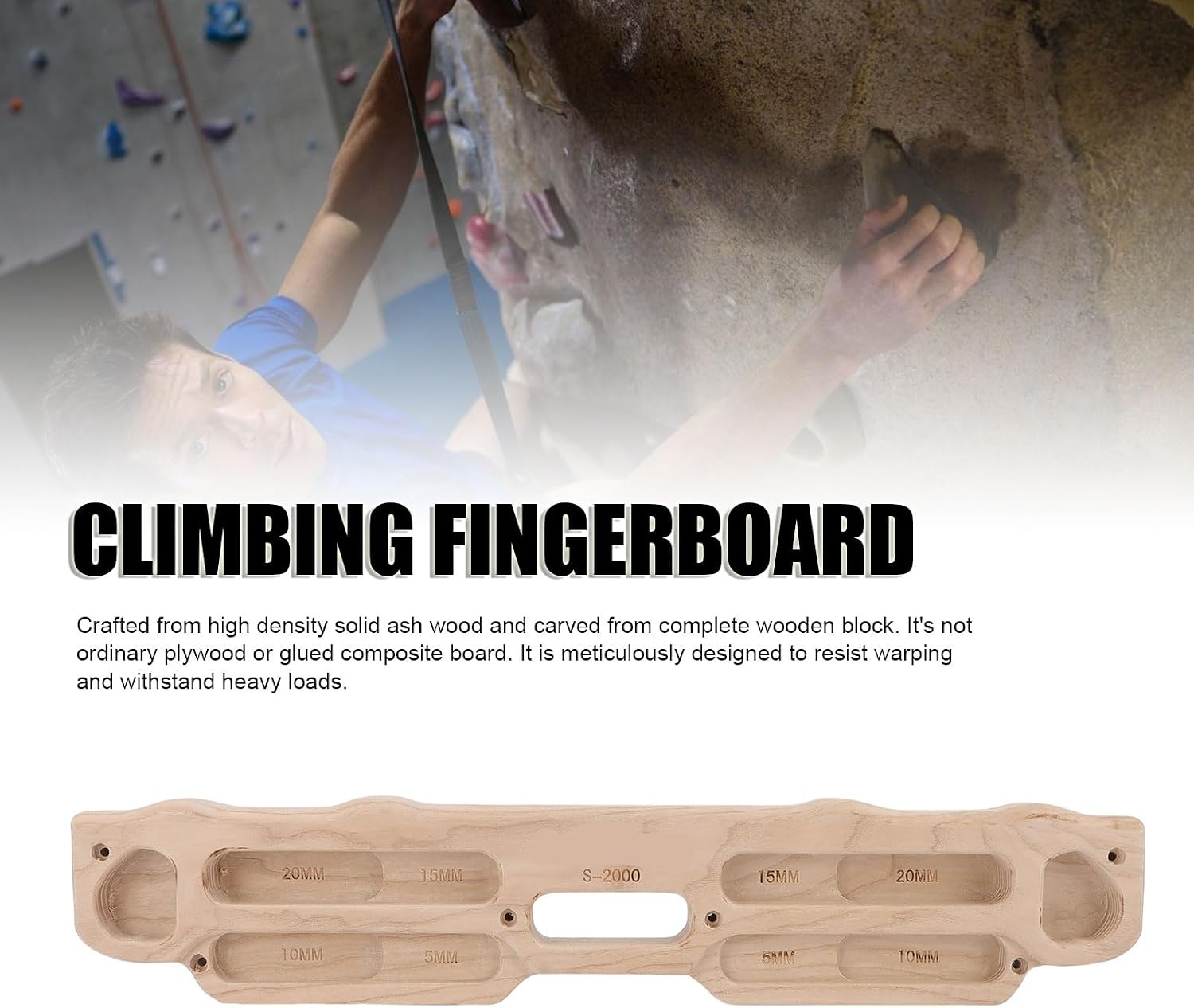 Alomejor Rock Climbing Hangboard, High Density Solid Wood Fingerboard for Bouldering Finger Strength Training and Pull Up at Home Gym