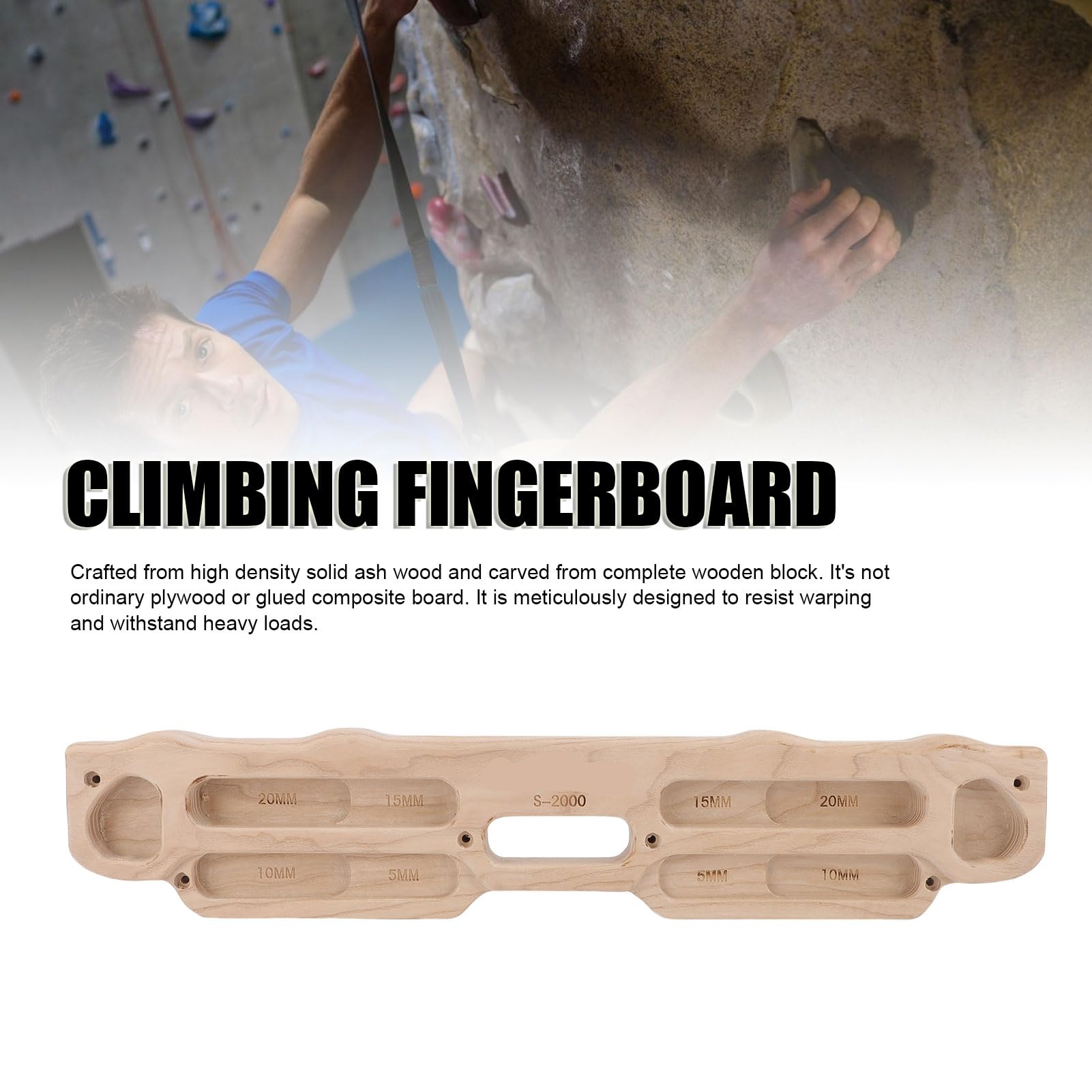 Cryfokt Klettern Hangboard, Tragbarer Effektiver Kletterstärkebauer, Holztraining Fingerbrett, Hangboard Klettern Sie Kletterwand für Krafttraining zu Hause Fitnessstudio