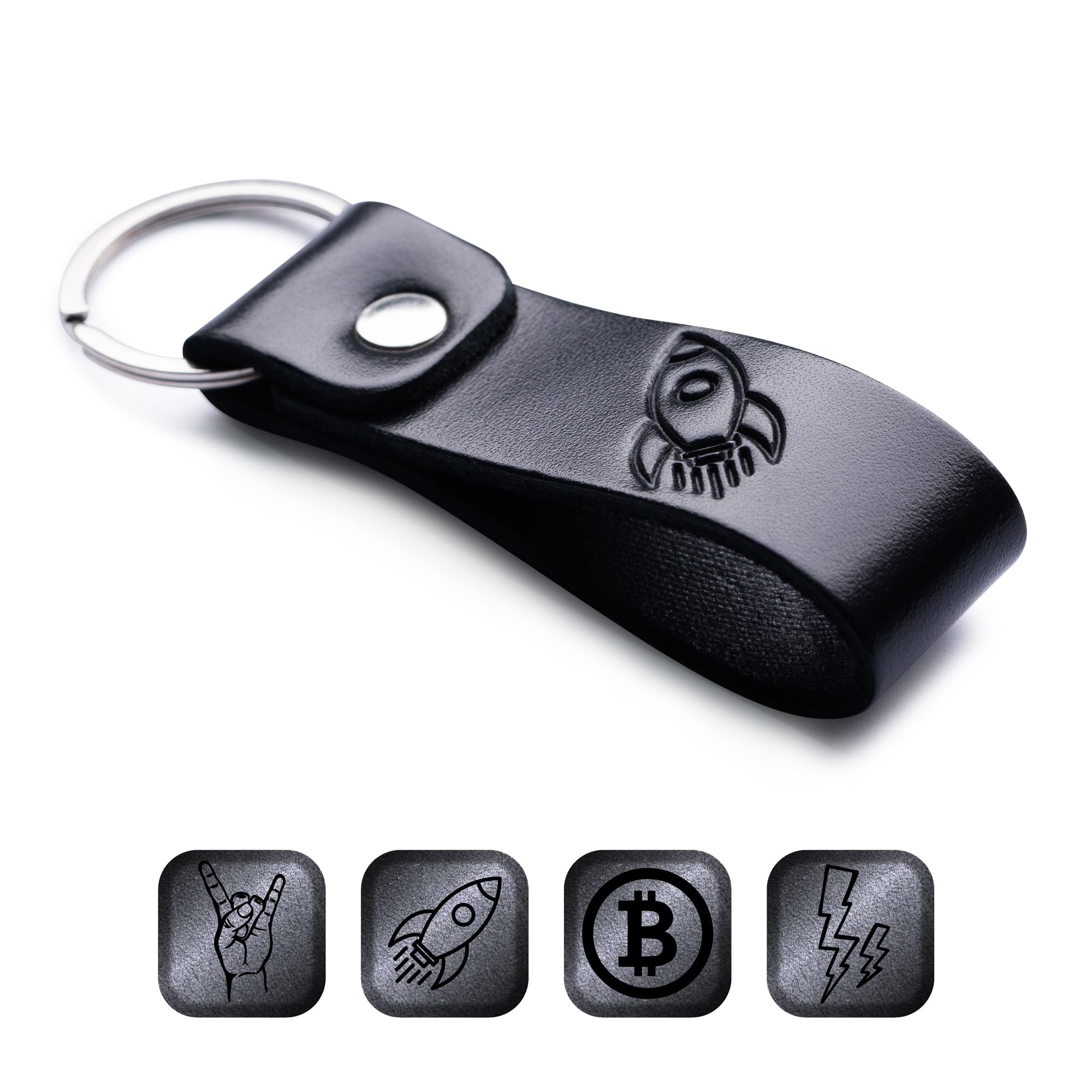 MAGOR Leather Keychain Favorite for Men, Keyring Gift for Women & Men, Birthday & Anniversary, Full Grain Leather (Rocket)