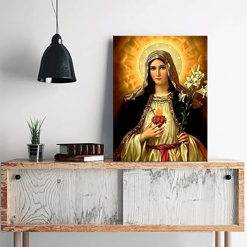 Miniatura 3 de Lienzo enmarcado de la Virgen María, decoración religiosa, lienzo católico, impreso, decoración de pared, cuadro bíblico, sala de dibujo, iglesia,