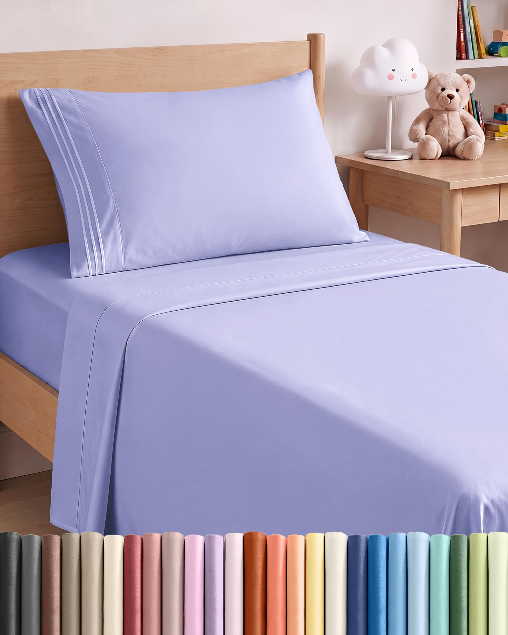 Twin Size 3 Piece Sheet Set - Comfy Breathable &amp; Cooling Sheets - Lavender