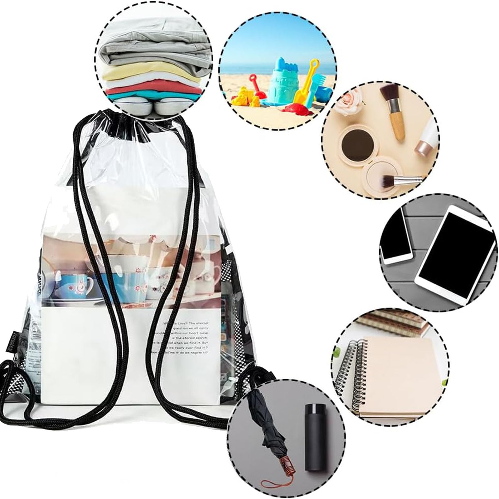 Zaino Trasparente Impermeabile - Con Coulisse, Per Palestra E Viaggi, In PVC - Foto 14