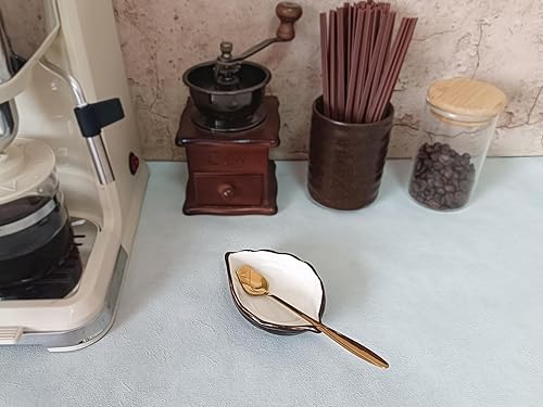 Miniatura 3 de Cuchara de café y descanso para accesorios de barra de café, soporte para cuchara pequeña de hojas para estación de café, soporte para cuchara de