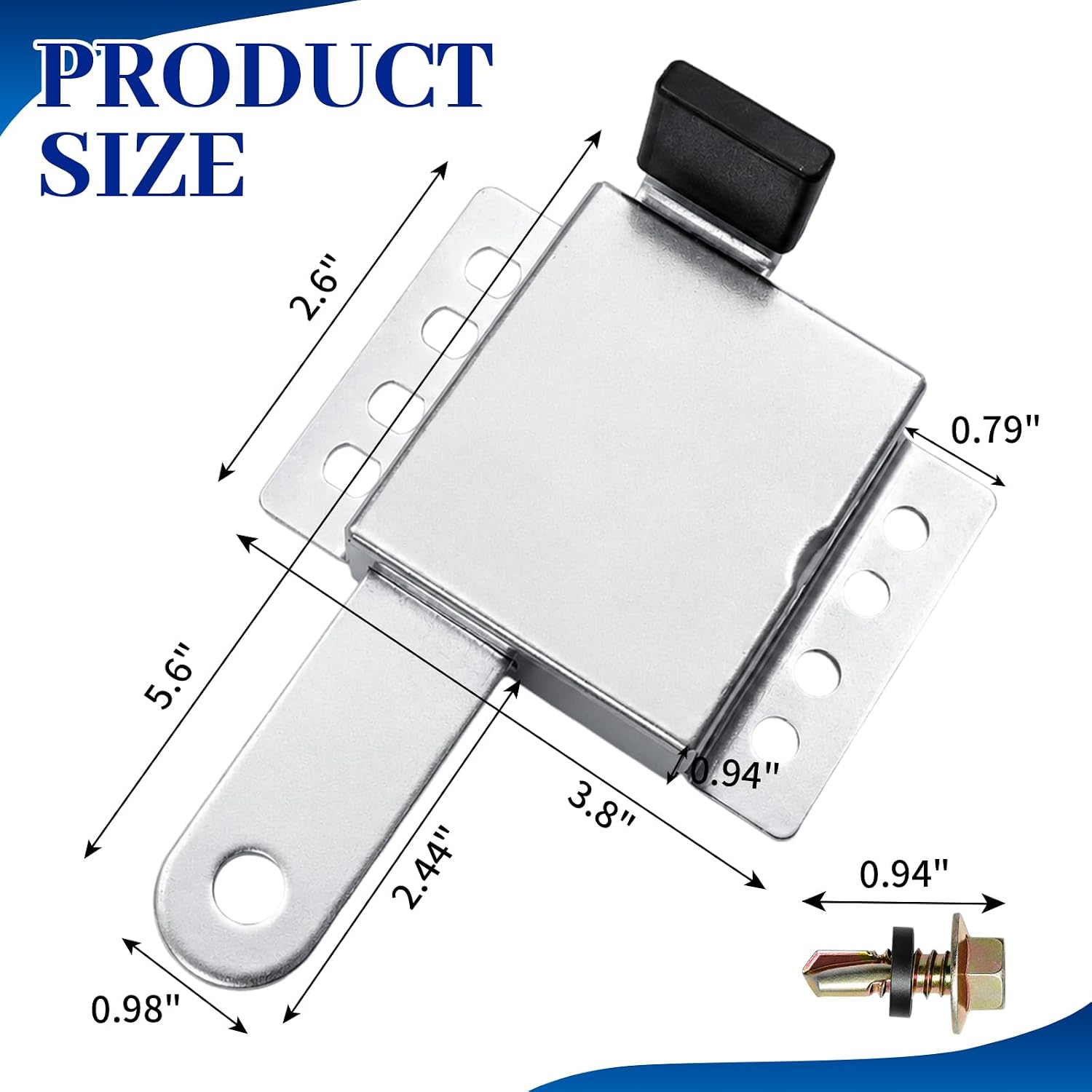 Hordion 4 Pack Garage Door Side Lock Heavy Duty Inside Garage Door Deadlock | with Screws or Door Security Slide Latch Assembly