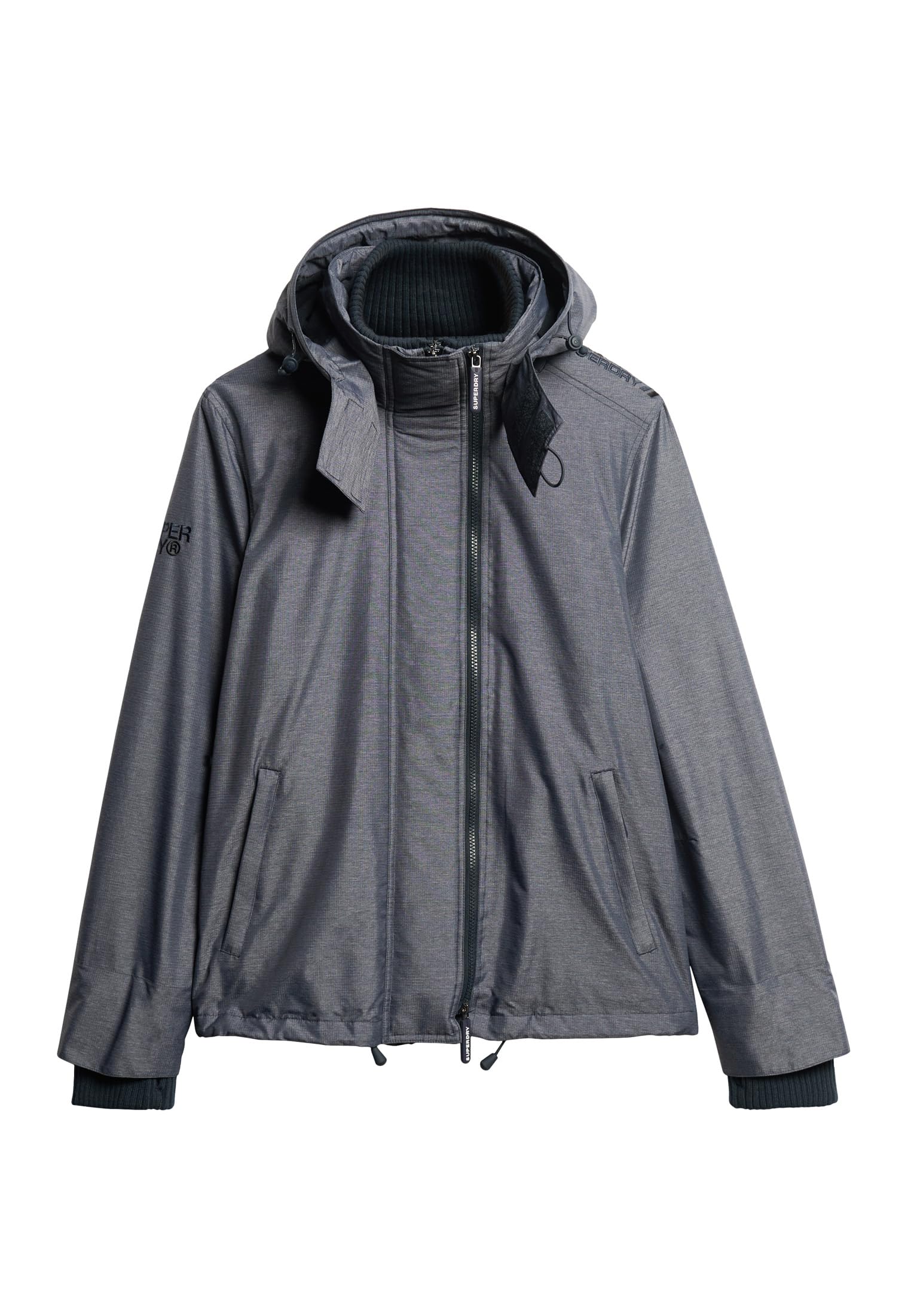 Superdry Men's Navy Marl / Navy Pop Zip Hood Arctic Windcheater Sweatshirt Xl