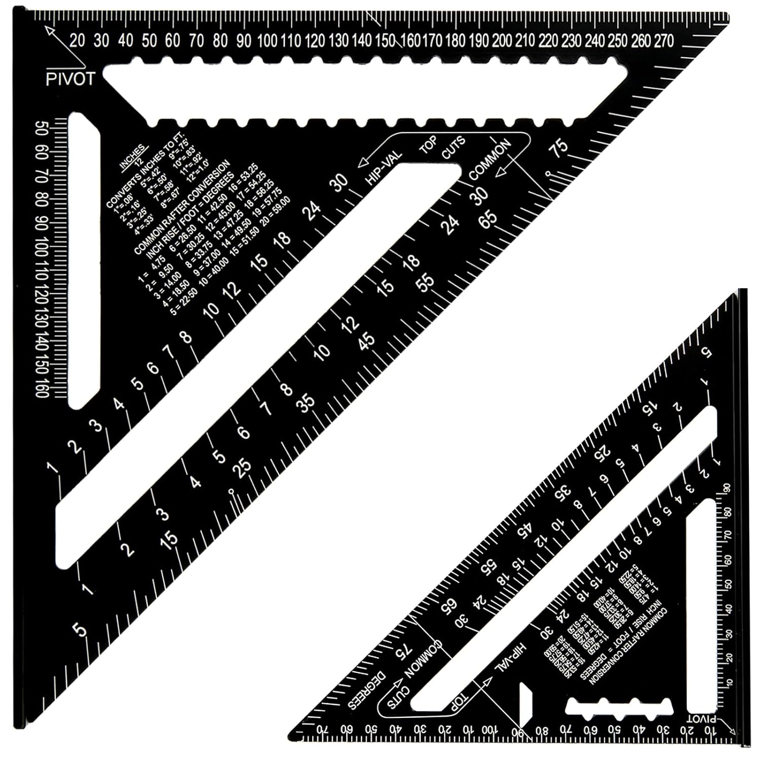 YOUNTHYE 2PCS Speed Square, 12 inch & 7 inch Carpenters Tools Metric ...