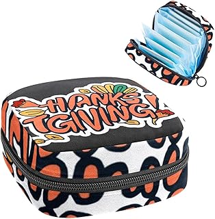 RODAILYCAY Thanksgiving Menstrual Pad Purse for School, Tampons Collect Pouch for Women Girls, Soft Sanitary Napkin Disposal Bags
