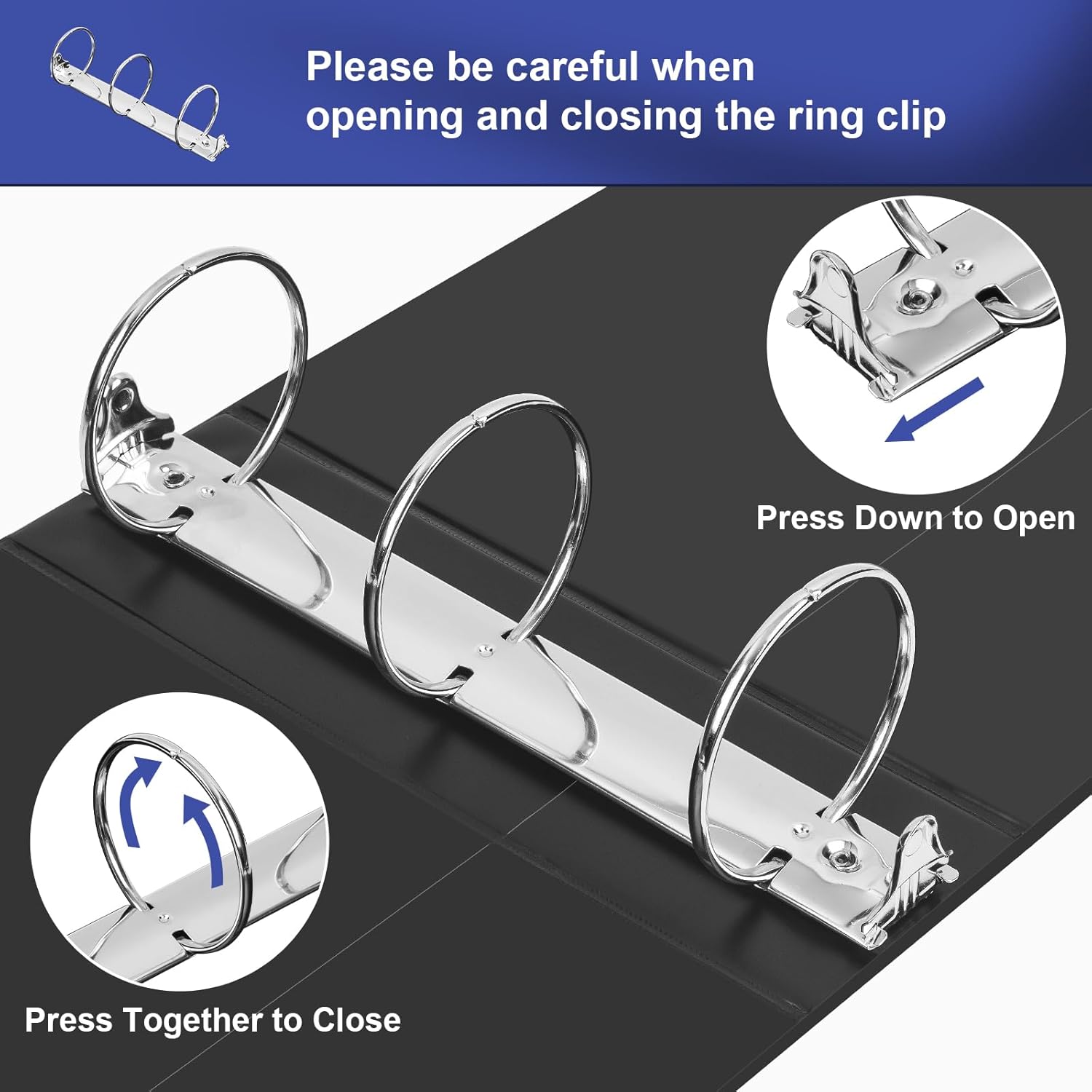 Comix Sturdy 3 inch Round Ring View Binder, Basic 3 Ring Binder 600-Sheet Capacity, Fit 8.5" x 11" Paper, 6 Pack (Black)