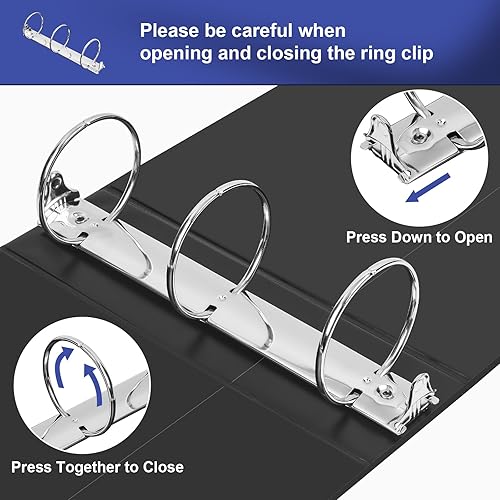 Vista 8 de Comix Carpeta de anillos redondos resistente de 3 pulgadas con cubierta transparente, capacidad para 600 hojas de papel tamaño carta de EE. UU.