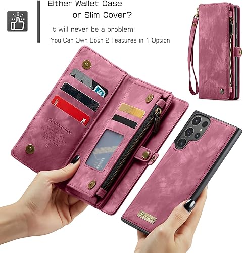 Miniatura 145 de SZHAIYU 2 in 1 Detachable for Samsung Galaxy S23 Ultra Wallet Case with Card Holder, Retro Premium Flip Leather Cover Magnetic Zipper Pocket Phone