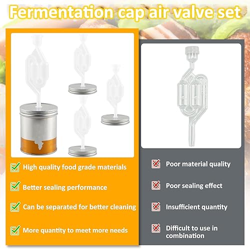 Miniatura 2 de Hcqxnsl Kit de fermentación de 4 piezas, kit de fermentación de tarro de masón reutilizable, kit de tapas de fermentación de buen sellado con anillo