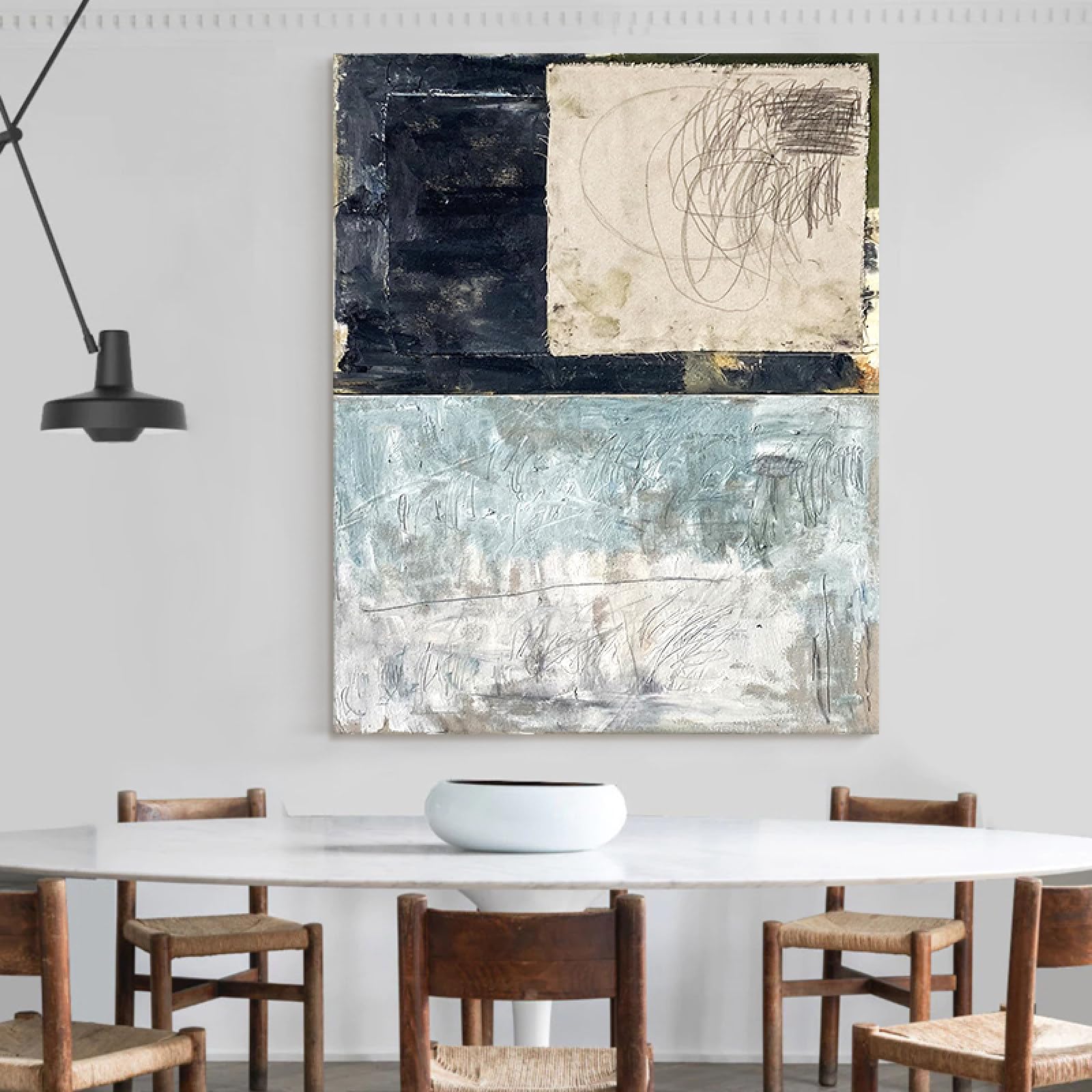 Art mural sur toile abstrait moderne pour salon et chambre décoration contrastée