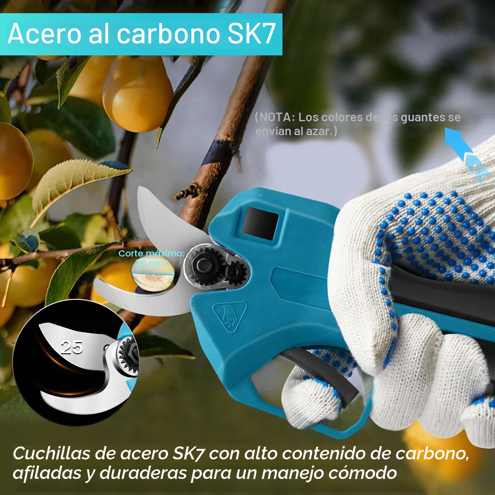 Tijeras De Podar Electricas,Sentasi Podadora Electrica Bateria 2000 mAh*2, Tesoura De Podar Electrica 25mm Diámetro De Corte, 500w Tijeras Podar Bateria Jardín 1-2h Tiempo De Trabajo