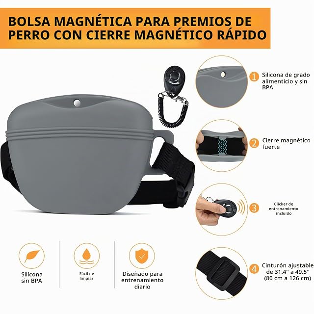 Foto 4 de 6 de AOKLANT Bolsa de premios de Silicona para Perro con clicker