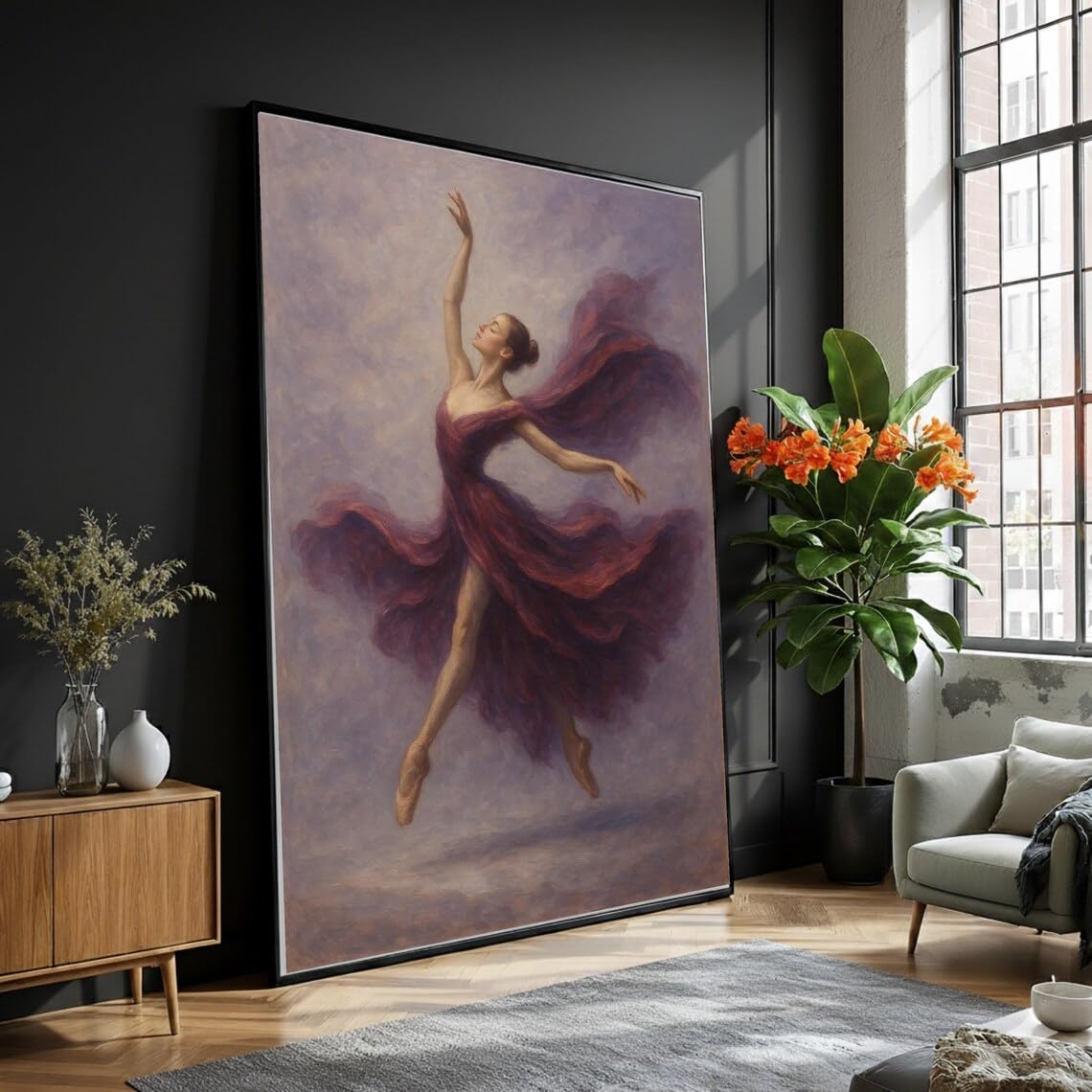 Toile ballerine dansant violette décoration murale impression 21x30 cm - 8