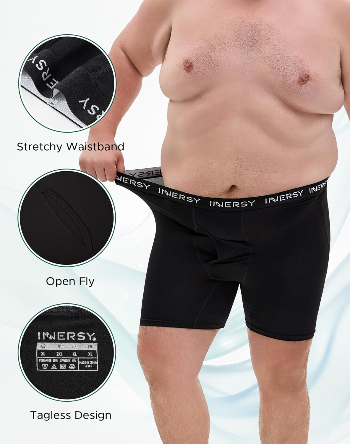 INNERSY Men's Big and Tall Boxer Briefs Breathable Mesh Cooling Underwear 3-Pack - Image 3