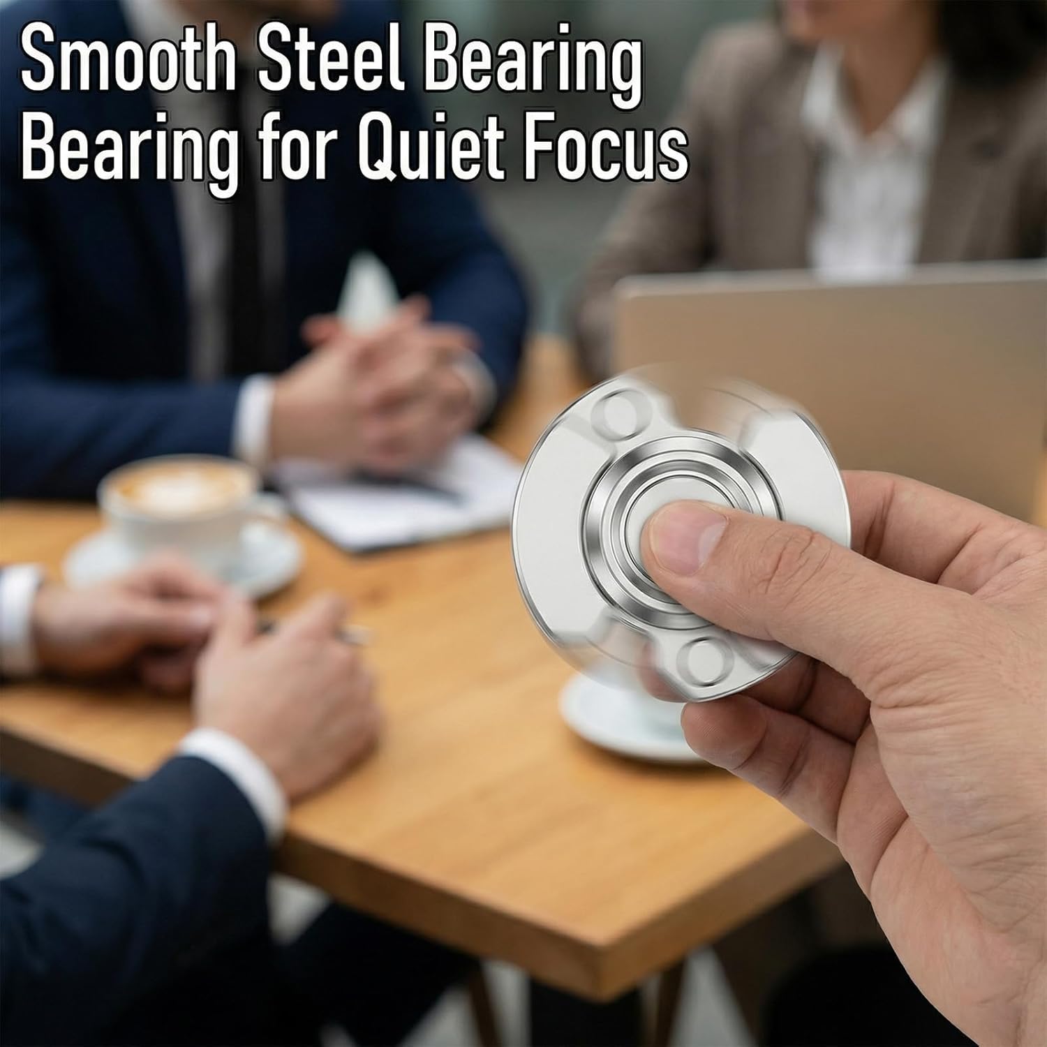 3-in-1 Fidget Toys Adults | EDC Fidget Spinner, Slider, Clicker | Stainless Steel Bearing Ultra-Stable Spin | Help Relieves Anxiety & Tension | Enhances Focus & Clarity | Compact & Portable, Silver