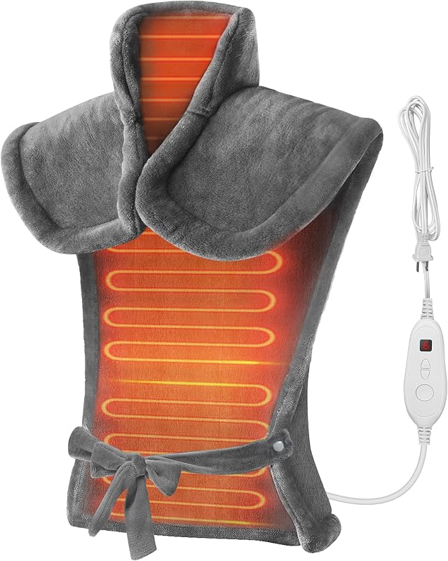 Heating Pad for Neck and Shoulders and Back, Large Heating Pad for Neck and Shoulders, Electric Heated Wrap, 6 Heat Settings & Auto Shut Off, Washable,Gifts